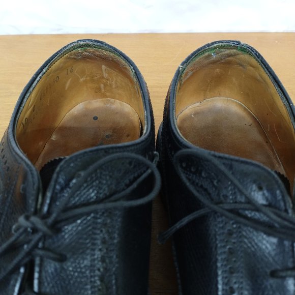 Vintage Florsheim Imperial Wingtip V-Cleat Black Leather Shoes Size 10 D main image 9